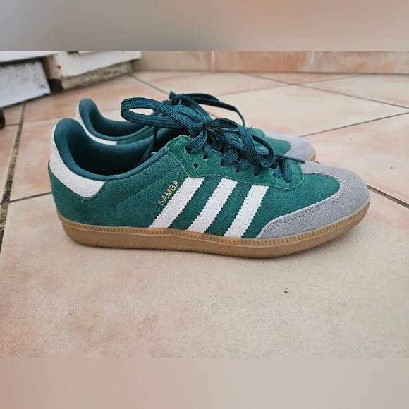 Adidas Samba green white stripes sz 5.5 men's 38EU unisex sneakers - Picture 1 of 6